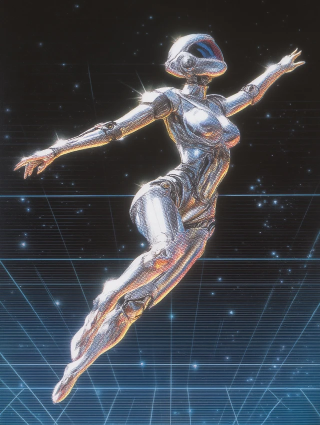 Chrome Android in Space 1980s SciFi Art