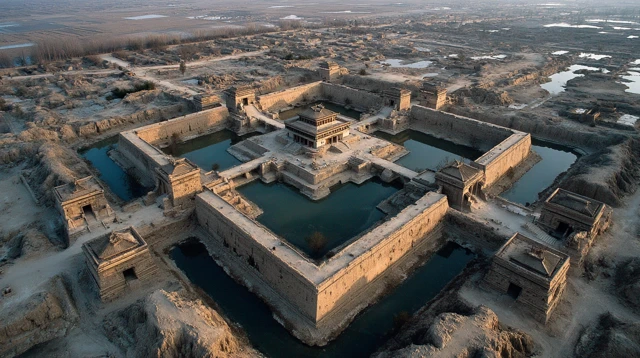 Ancient Chinese City Aerial View SpringAutumn Period