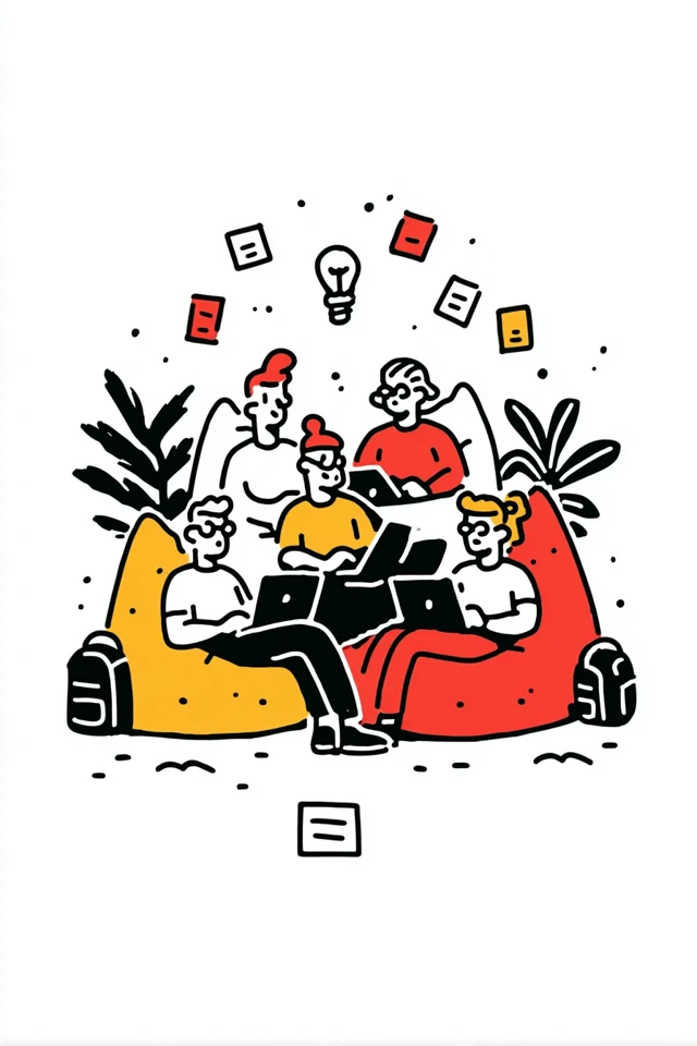 Coworking Space Illustration Digital Nomads Working