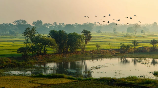 Natural Landscape Rice Fields Bangladesh