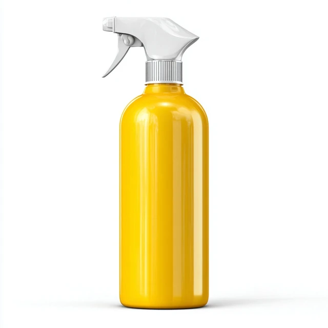 Photorealistic Yellow Spray Bottle Product Photography