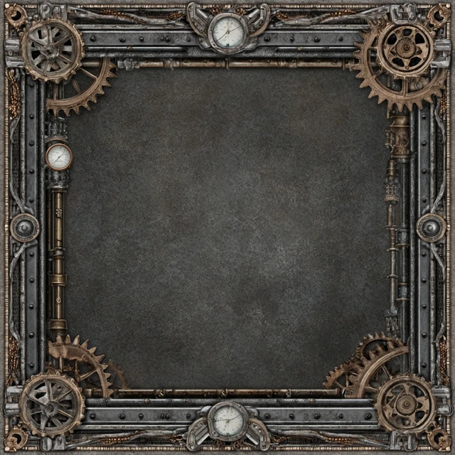 Steampunk Token Border Ornate Steel and Iron Frame