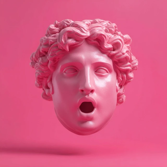 Aphrodite Statue Head Bright Pink Aesthetic Art