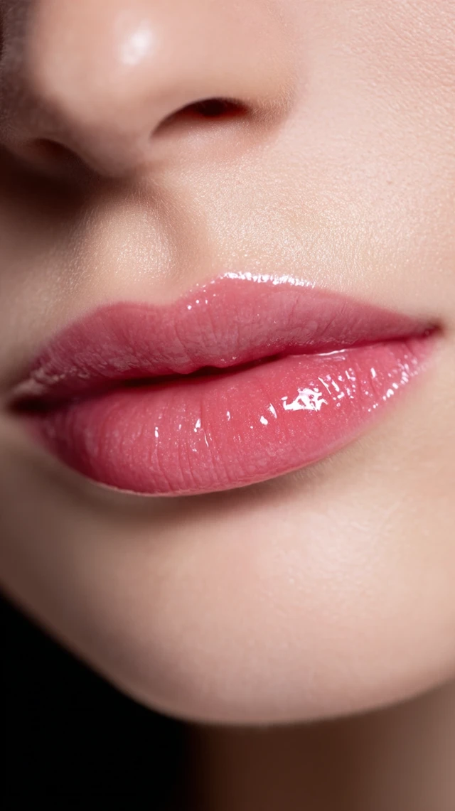 Lip Filler Close Up Glossy Lips and Smooth Skin