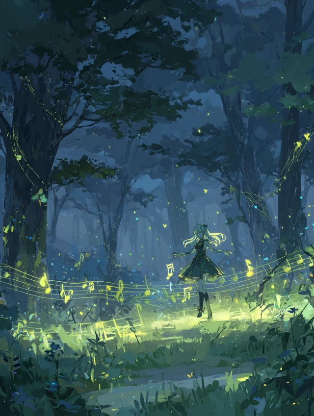 Magical Forest Clearing Anime Artwork