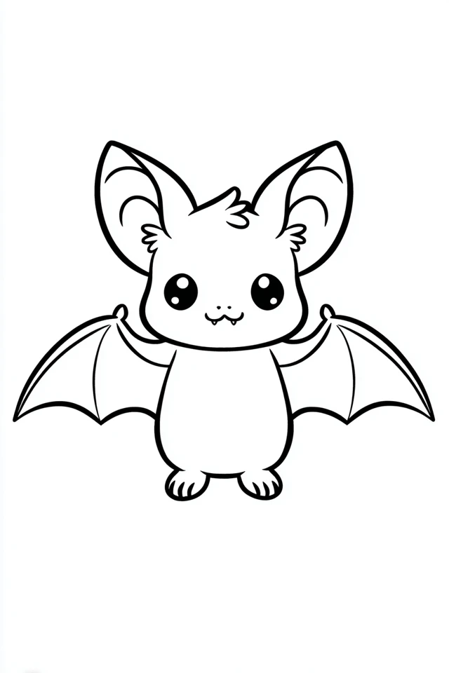 Cute Cartoon Bat Line Art for Toddlers