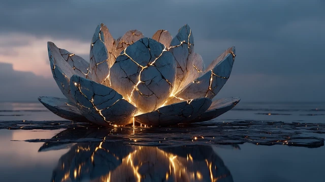 Volcanic Lotus Surreal Fantasy Landscape