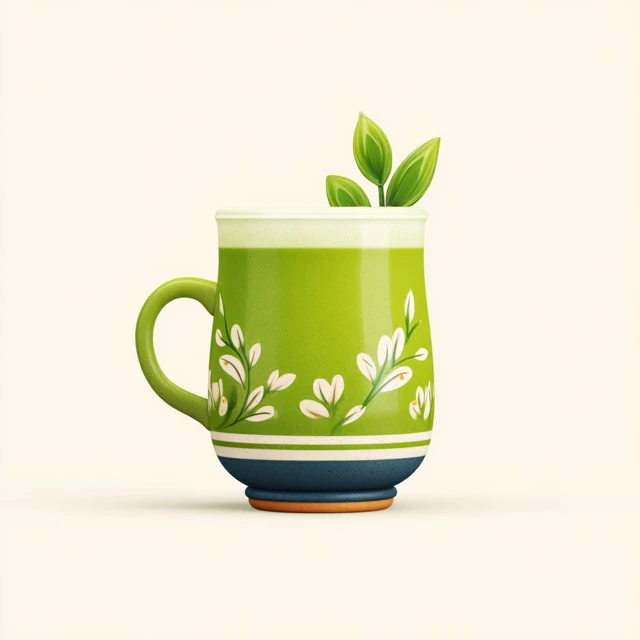 Matcha Drink Illustration in Ghibli Style