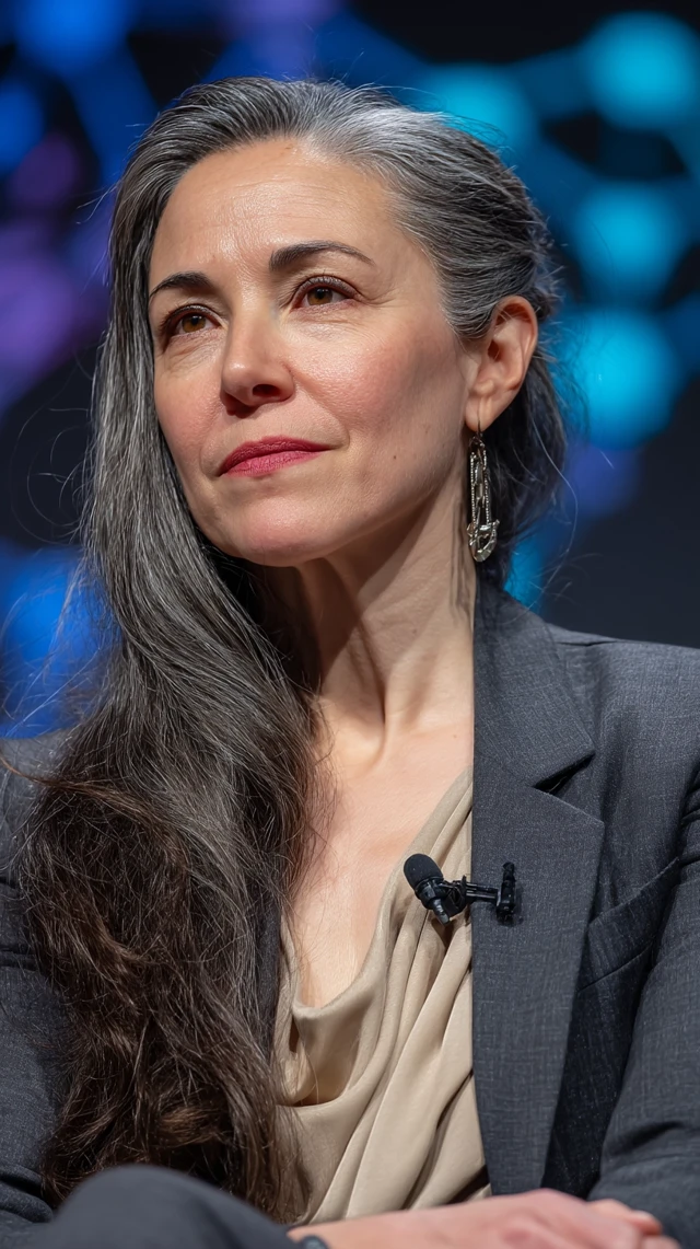 Professional Woman Speaker with Gray Hair