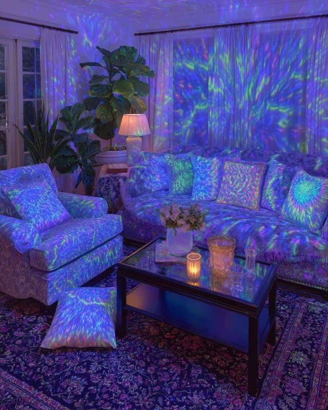 Psychedelic Cozy Room with Tie Dye Pillows