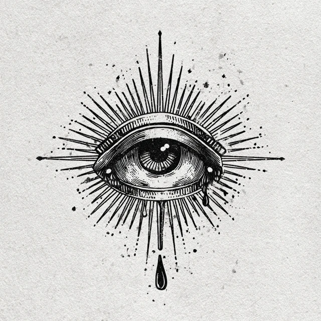 Eye of God Tattoo Design Ink Drawing