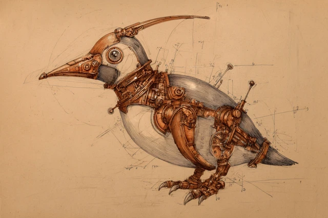 Baby Emperor Penguin Leonardo da Vinci Style