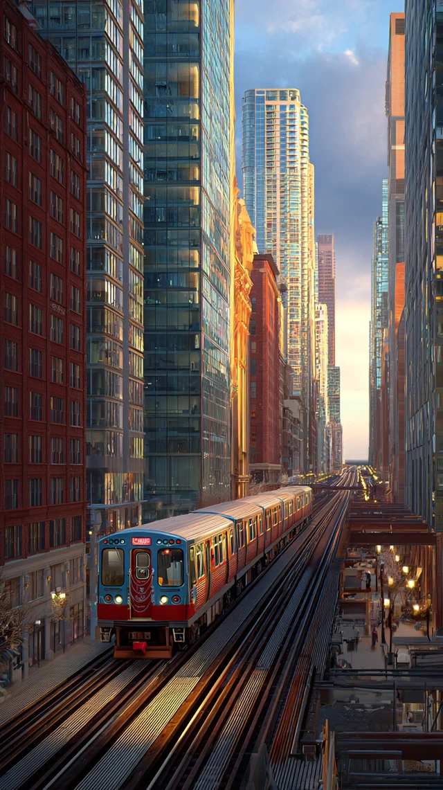 City Train at Golden Hour Urban Photography