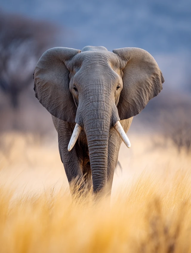 Majestic African Elephant in the Savanna Wildlife Photo