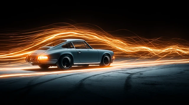 Sports Car Light Painting Art