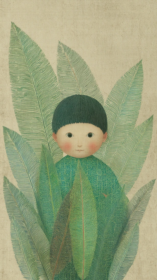 Asian Child in Jungle Illustration Art