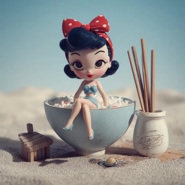 Vintage Bowl Character on the Beach Illustration