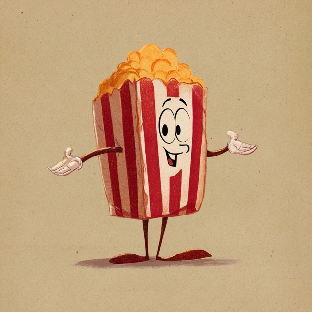 Vintage Cartoon Popcorn Bag Character