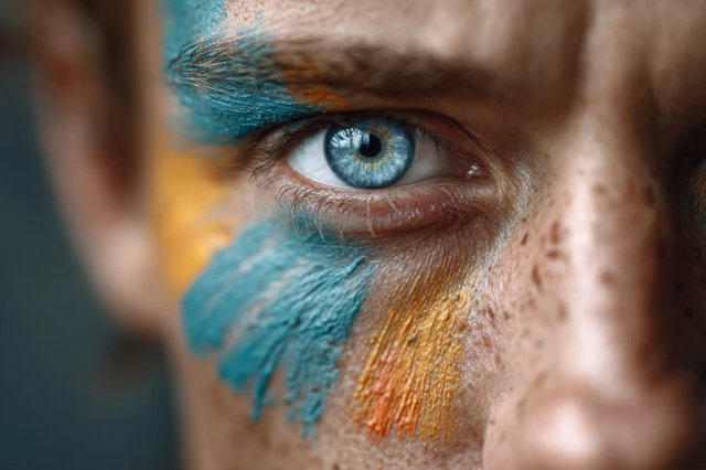 Eye Art Closeup with Oil Paint Brush Strokes