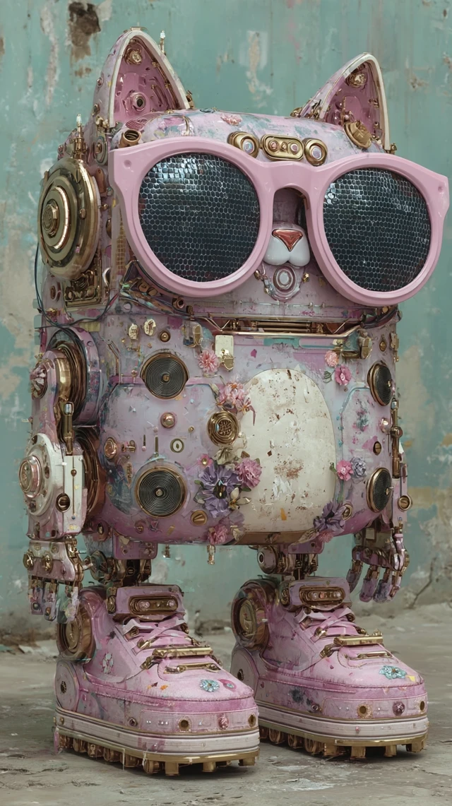 Disco Cat Robot - Futuristic Cyberpunk Art