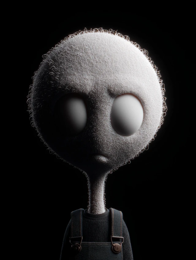 3D Alien Character Design on Black Background