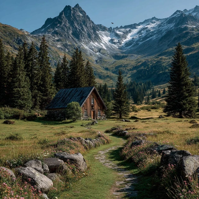 Mountain Cabin Retreat Tranquil Scenery