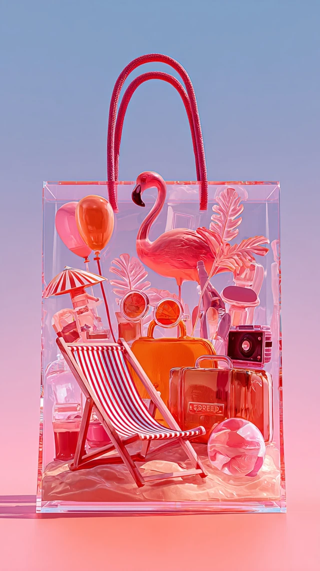 Summer Vacation Shopping Bag Red Acrylic Style