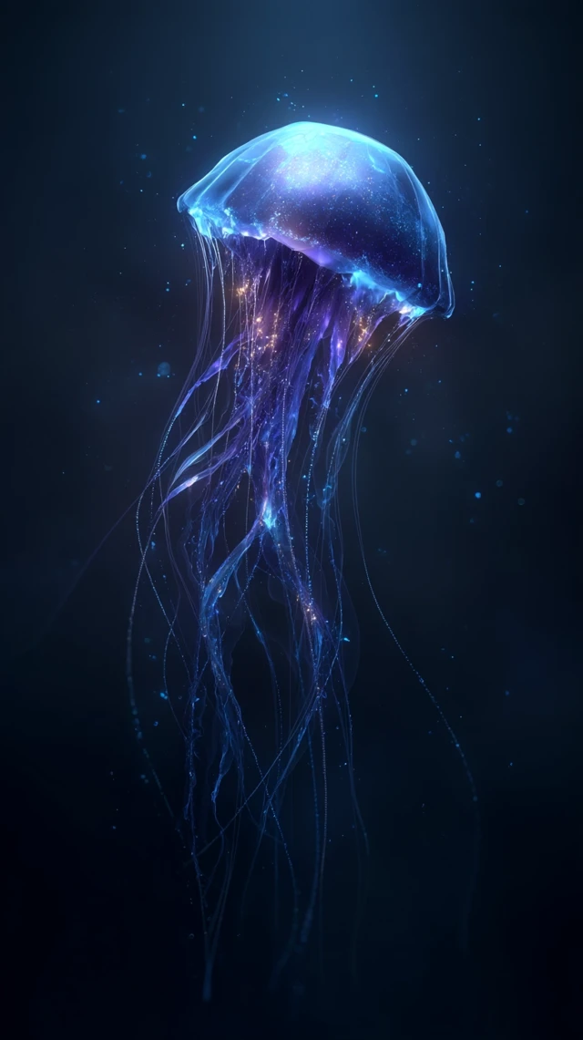 Bioluminescent Jellyfish: Deep-Sea Portrait