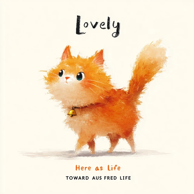 Cute Orange Cat Illustration Lovely Happy Life
