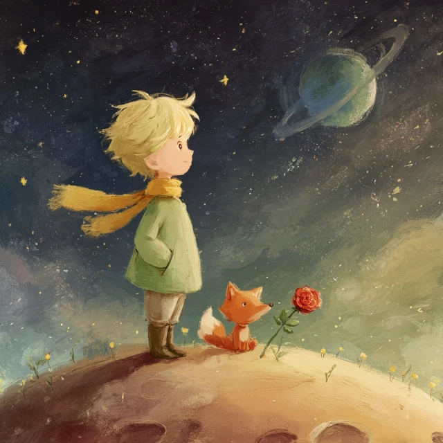 The Little Prince And His Fox Illustration