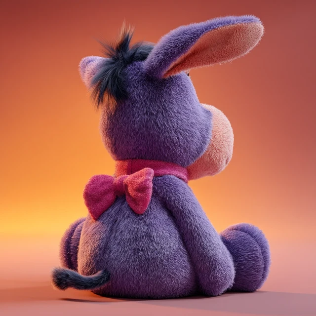3D Eeyore Plush Toy with Orange Sunset Light