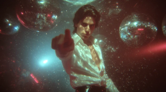 1980s Disco Retro Man Pointing Nostalgia