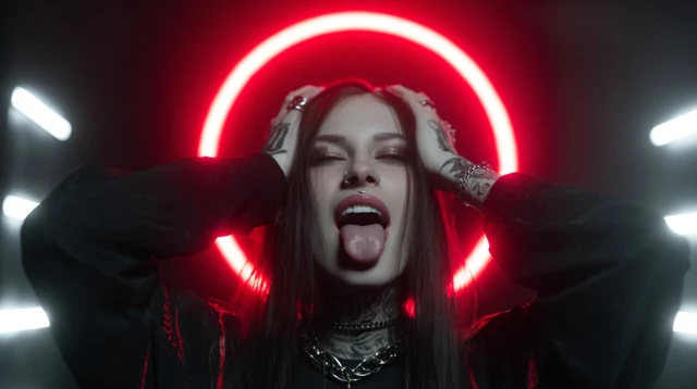 Metahuman Girl with Tattoos in Neon Studio