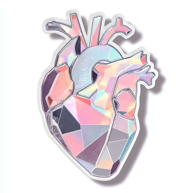 Holographic Crystal Heart Sticker Vaporwave