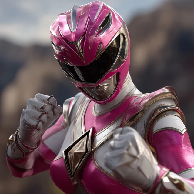 Pink Power Ranger Hyper Realistic Image