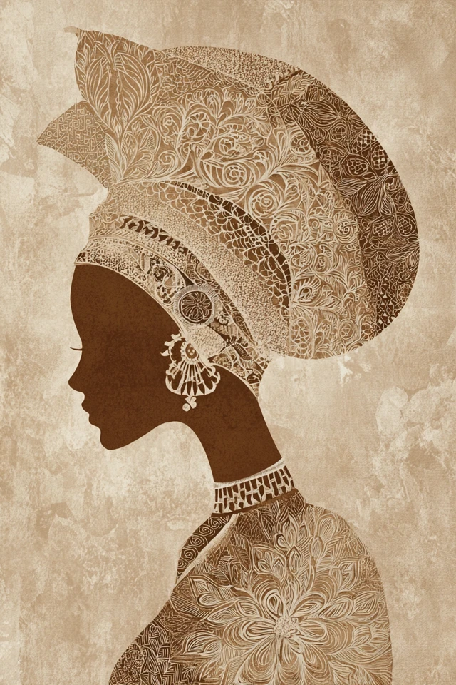 African Woman Silhouette Art Print