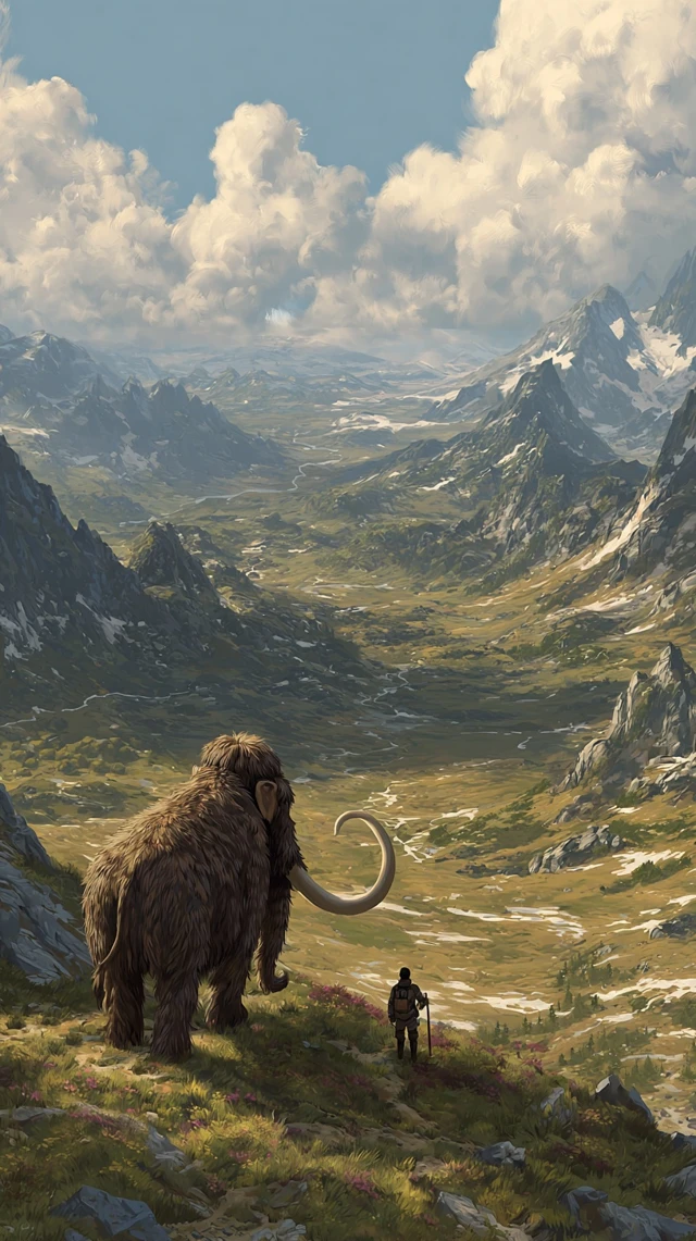 Woolly Mammoth in the Mountains Encounter Illustration