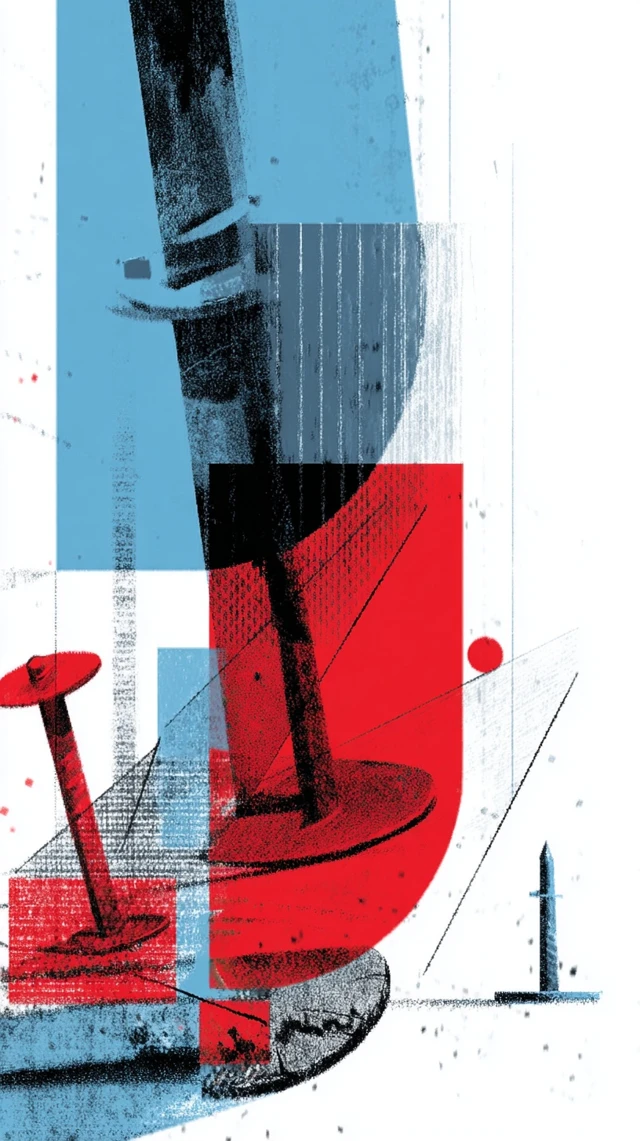 Sharp Iron Nail Illustration Teal Red Black
