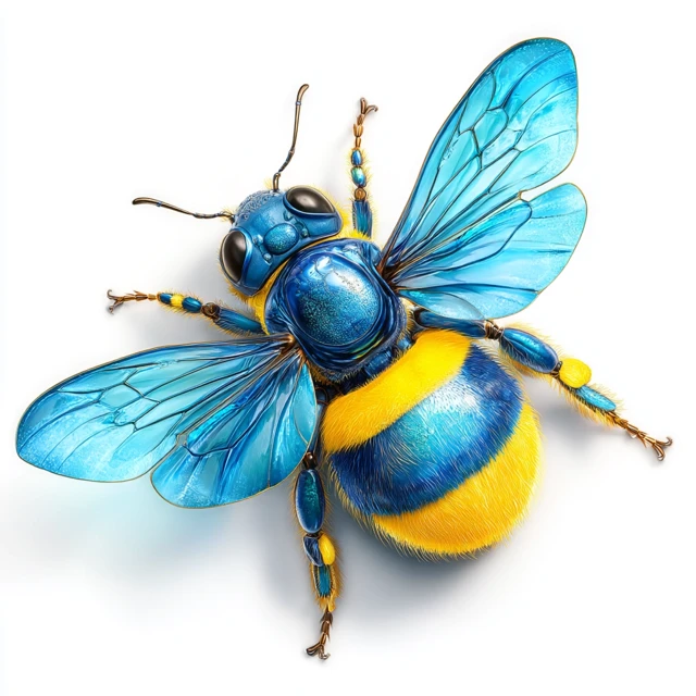 Pixar Style 3D Blue Bumblebee Illustration