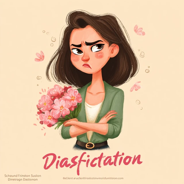 Dissatisfied Man with Flowers Illustration