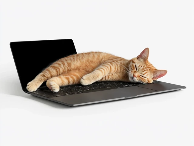 Cat Sleeping on MacBook Pro