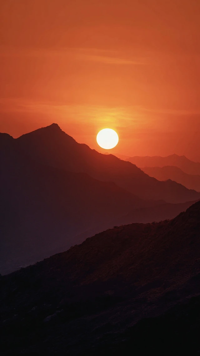 Orange Sunset Mountains High Definition Photography
