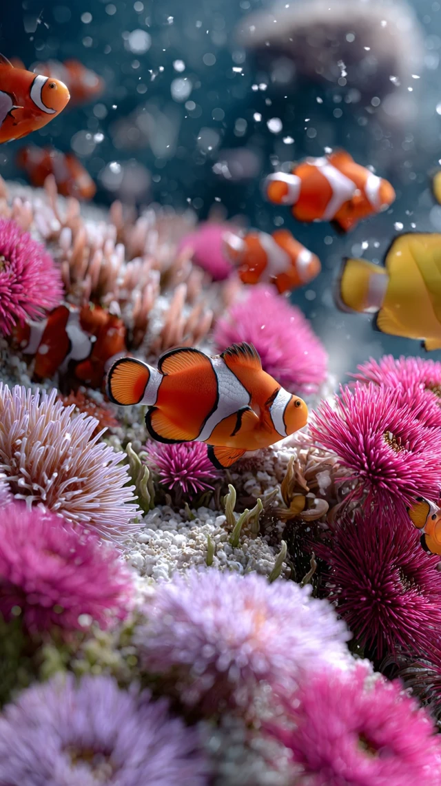 Vibrant Underwater Clownfish Reef Scene