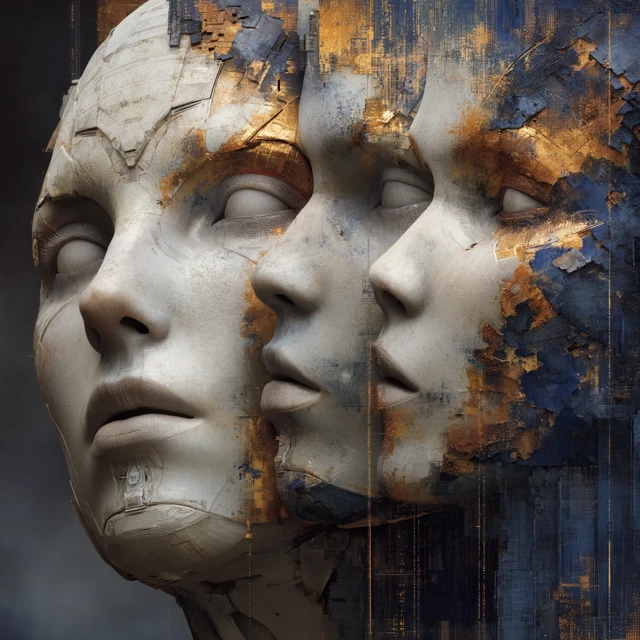 Robot Face Glitch Art Fusion