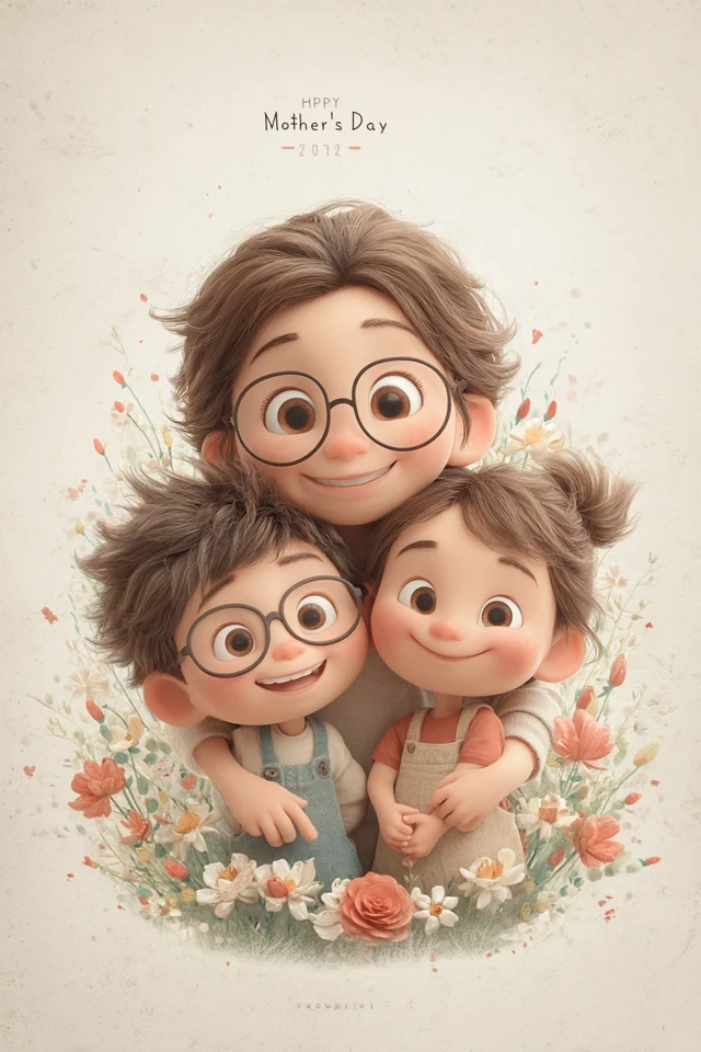Happy Mothers Day 3D Cartoon Poster