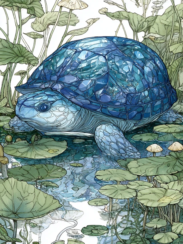 Alien Turtle on Crystal Planet Moebius Style