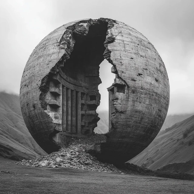 Broken Sphere Monument SciFi Photography
