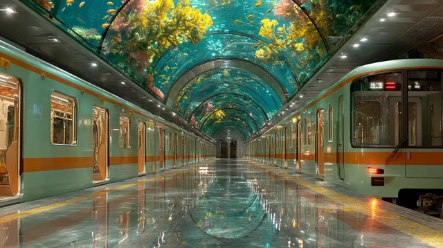 Underwater Subway Station Surreal Art