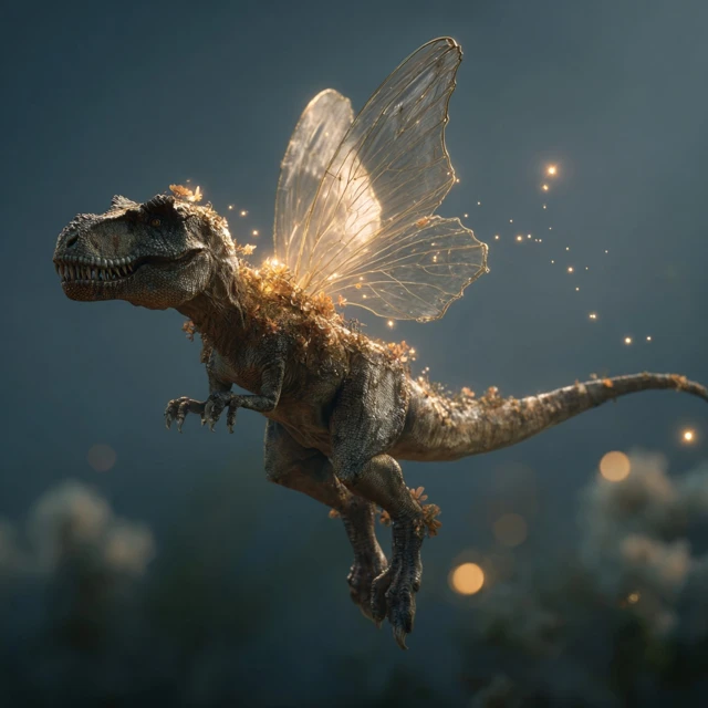 Flying T Rex Fairy Illustration