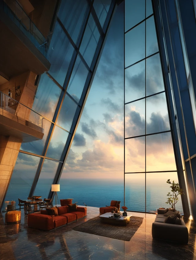 Luxury Penthouse Ocean View Interior Rendering
